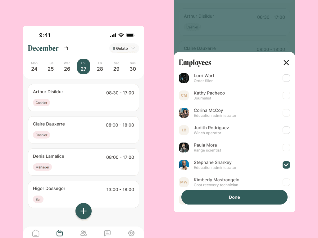 Allowed managers to manage shifts on mobile